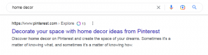 pinterest在谷歌搜索结果的meta description 