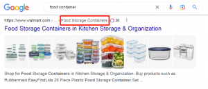 "food container" serp on Google