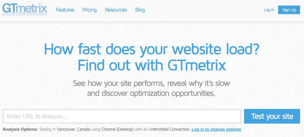Gtmetrix网站封面 