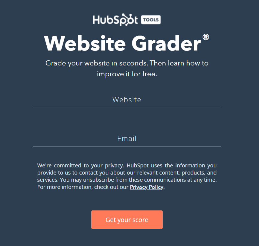 hubspot website grader网站封面 